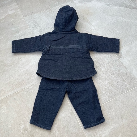 Warm Cozy La Petite Ourse Denim Hooded Jacket & Pants 9 Mos EUC Outfit - Picture 8 of 15